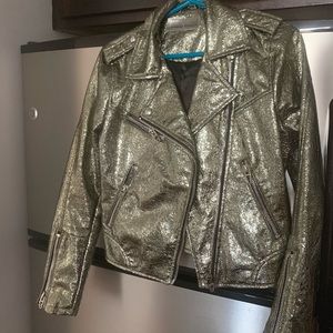 BLANKNYC metallic faux leather moto jacket
